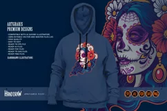 Mexican Day Beautiful Girl Hair with Flowers SVG Product Image 6