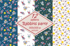 Rabbits party digital paper /seamless patterns Product Image 1