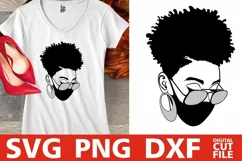 Black Woman in Mask svg, Glasses svg, Natural Hair, Melanin Product Image 1