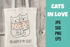 Valentines svg. Cats with lettering- You warm up my heart. Product Image 1
