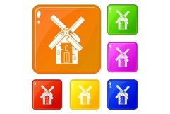 Mill icons set vector color Product Image 1