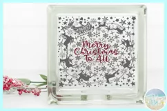 Santa With Reindeer Merry Christmas To All Glass Block SVG Product Image 3