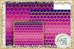 18 Digital Papers - Purple with Gold Glitter - Mermaid Scale Product Image 7