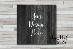 Wood Sign Mockup - Square Wood Sign on Colored Wood Shiplap Product Image 1