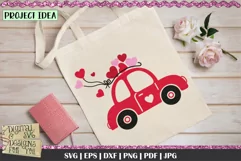 Love Bug Car with Hearts SVG | Valentines Car SVG | Love Car Product Image 2