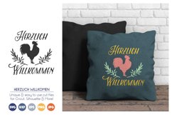 Herzlich Willkommen - Deutsch Welcome Sign SVG Cut File Product Image 1