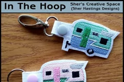 ITH Happy Camper Vinyl Key Fob - Embroidery Design Product Image 1
