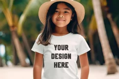 Beautiful Hispanic Girl Kids T-shirt Mockup Product Image 1