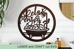 Relax &amp; Enjoy Bathroom Sign SVG Laser Cut Template Product Image 3