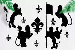 Lions & royal lily silhouettes in medieval tapestries style Product Image 2