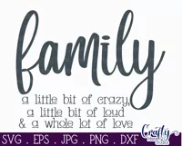 Family A Little Bit Crazy Quote Farmhouse Home Sign Svg Product Image 2