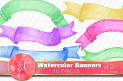 Watercolor Banners ClipArt, Printable Product Image 1