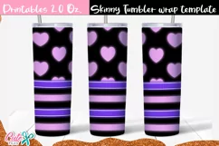 Pink hearts Neon 20 Oz. Skinny Tumbler wrap Product Image 1