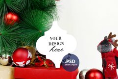 White Arabesque Mockup Ornament, Sublimation Ornament PSD Product Image 1