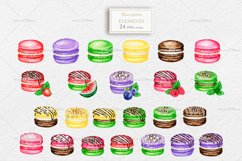 Macaron Watercolor Clipart Dessert Cookies, French Sweets Product Image 3