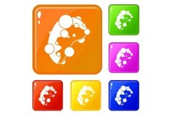 Cell virus icons set vector color Product Image 1