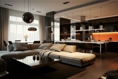 Modern living room interior with warm lighting Product Image 1