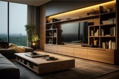 Modern living room interior at dusk Product Image 1