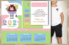 Calendar 2021. Cute design. Symbol of the year bull or ox. J Product Image 1