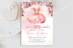We are tutu excited blush and gold ballerina Invite PSD ZB21 Product Image 2