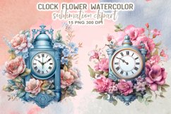 Clock Flower Watercolor Sublimation Clipart Product Image 8