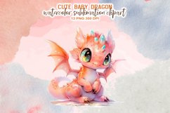 Cute Baby Dragon Watercolor Sublimation Clipart Product Image 8