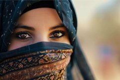 Portrait of Arabic woman face in veil. Generate ai Product Image 1