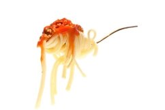 Stock Photo - Macaroni with tomato sauce on a plug. Product Image 1