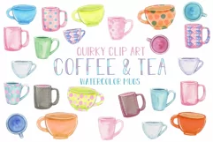 Coffee & Tea Mugs & Cups Watercolor Clip Art Sublimation Product Image 1