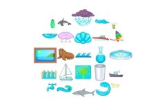 Dip icons set, cartoon style Product Image 1