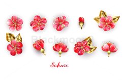 Set of Red Sakura Flowers Product Image 1