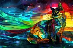 Jungle Cat Stained Glass Background Wallpaper Product Image 1