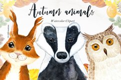 Autumn animals. Watercolor clipart. Product Image 1