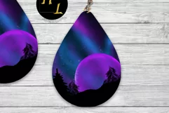 Moon earrings png,purple glow earrings png design Product Image 2