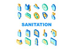 Sanitation Accessories Collection Icons Set Vector Product Image 1