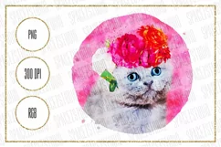Cat In Wreath - Cute Kitty PNG Design For Sublimation Product Image 3
