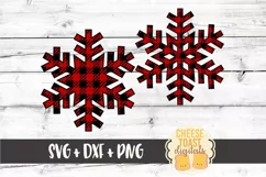 Buffalo Plaid Snowflake Set of 2 - Christmas SVG Files Product Image 1