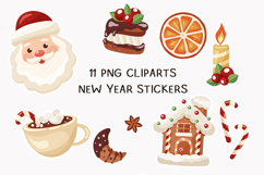 New Year Stickers PNG. Cozy chocolate and cookies Product Image 1