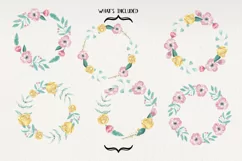 Pink Florals 6 Wreaths Watercolor Flowers Pretty Yellow Product Image 2