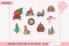 Christmas Truck and Tree Printable Stickers Sheet Product Image 1