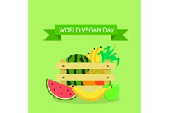 Global vegan day concept background, flat style Product Image 1