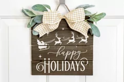 Christmas sign svg Happy Holidays with Santa sign pillowcase Product Image 2