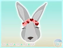 Bunny Face With Hearts Svg Dxf Eps Png Pdf Files For Cricut Product Image 3