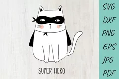 Baby SVG, Super Hero SVG, Cute Cat, doodle illustration Product Image 1