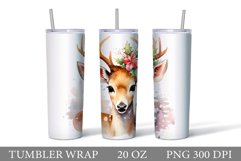 Deer Watercolor Tumbler Design. Deer Tumbler Sublimation Product Image 1
