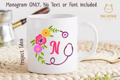 Floral Stethoscope SVG, Nurse Floral Monogram SVG Product Image 5