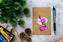Watercolor Clipart Orchid flower.Summer,Spring.EPS,AI,JPG,PN Product Image 4