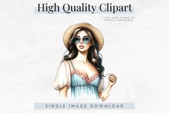 Fashion Illustration Clipart, Woman in Summer Dress Product Image 1