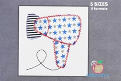 Hair Dryer In Red Blue Color Applique Embroidery Design Product Image 1