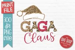 Gaga Claus Sublimation PNG | Family Christmas T-shirt Product Image 1